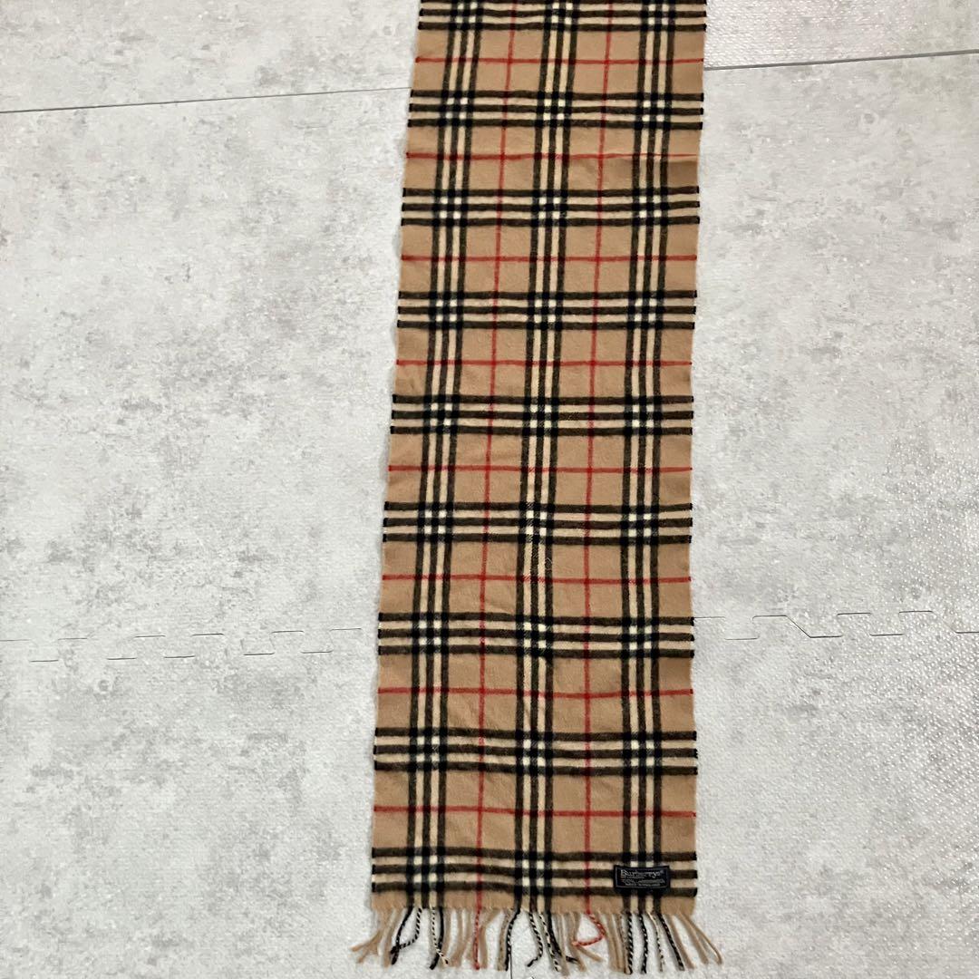 美品✨バーバリー　マフラー　ノバチェック　キャメル　ラムウール100%