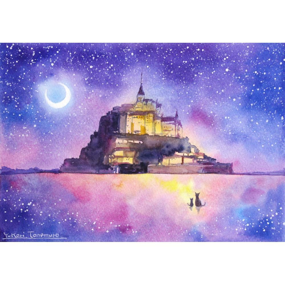 RUKURUKUさま専用（原画）夕日が溶ける時【A5サイズ／水彩画