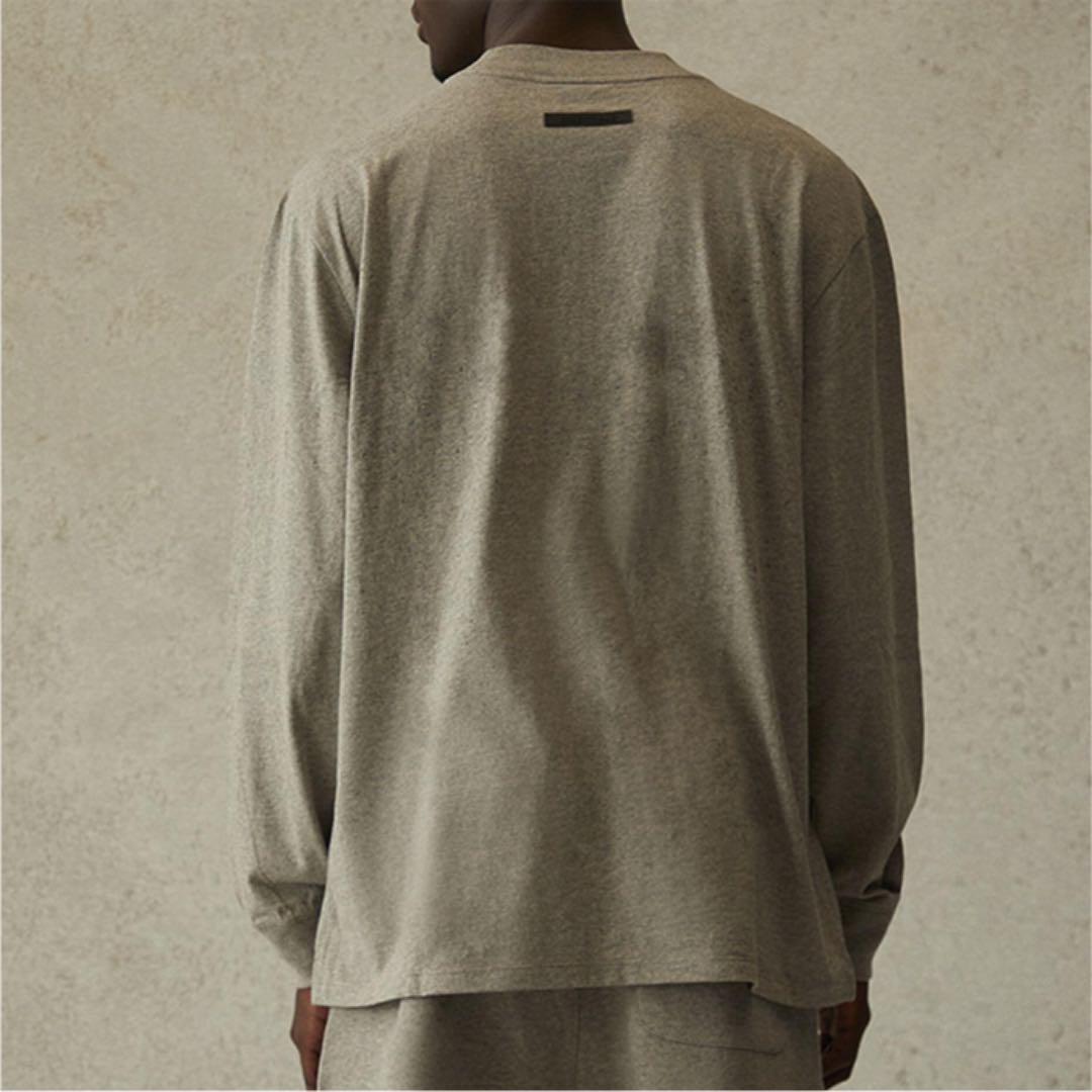 在庫超特価 新品 厚手生地 ロゴ長袖Tシャツ グレー nVHAj-m34177695714 メンズXS エッセンシャルズ 送料無料限定SALE