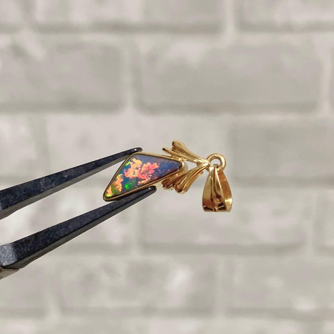 K18 750 遊色 天然 ボルダーオパール ペンダント トップ