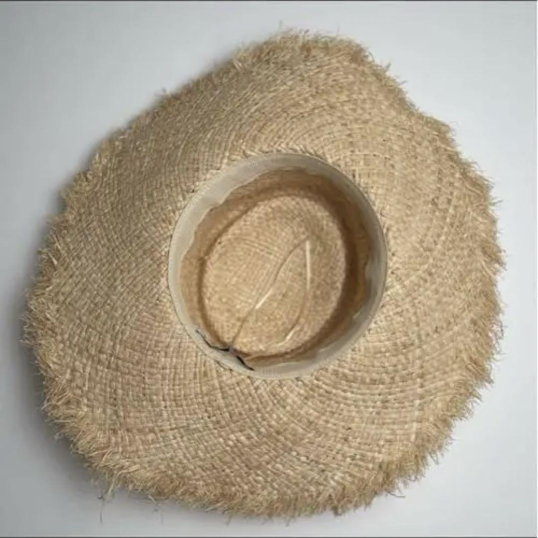 新品 ラフィアハット 麦わら帽子 つば広ハット 夏用 ストロー