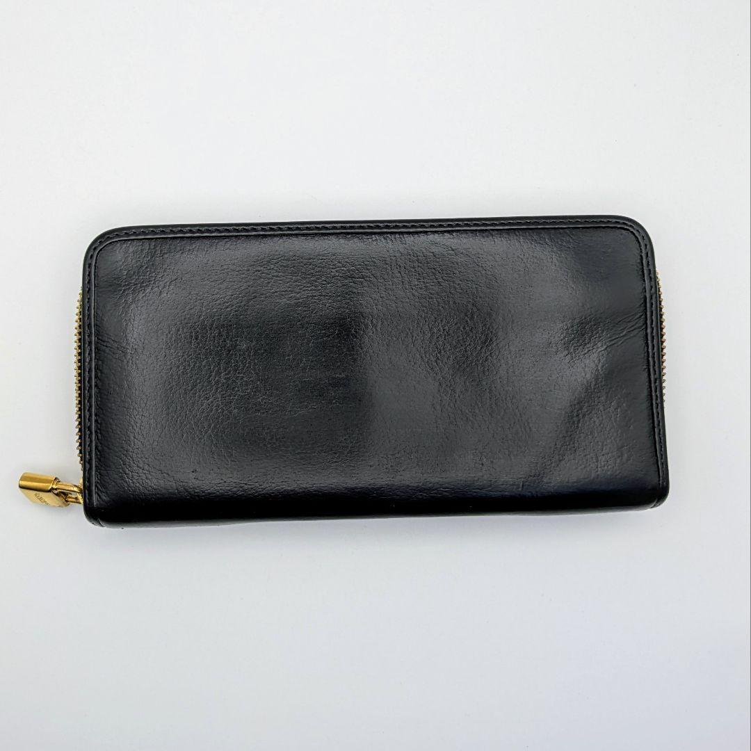 LOEWE 付属品完備 長財布 アナグラム 南京錠 型押し レザー 黒 フラップ LOEWE ロエベ レザー アナグラム 長財布 ラウンドジップ
