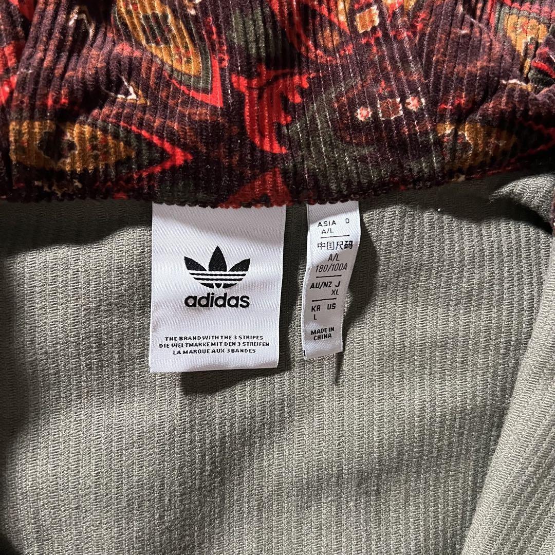 【高級感抜群コーデュロイ、ハーフジップ】adidasドローコート古着ストリート
