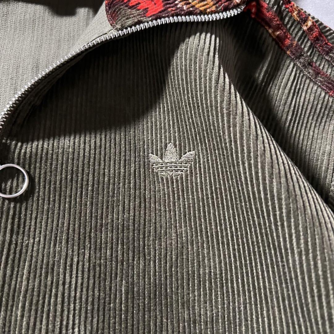 【高級感抜群コーデュロイ、ハーフジップ】adidasドローコート古着ストリート