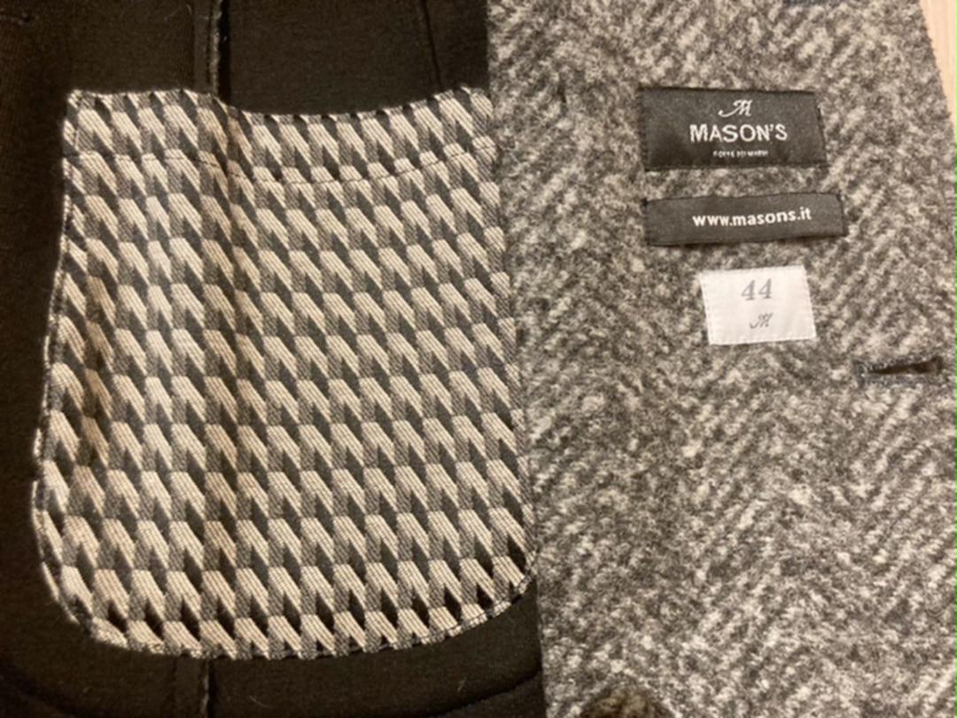 となり MASON’S チェスターコート 50sSb-m34194924802 ヘリンボーン柄 ≜クリーニン