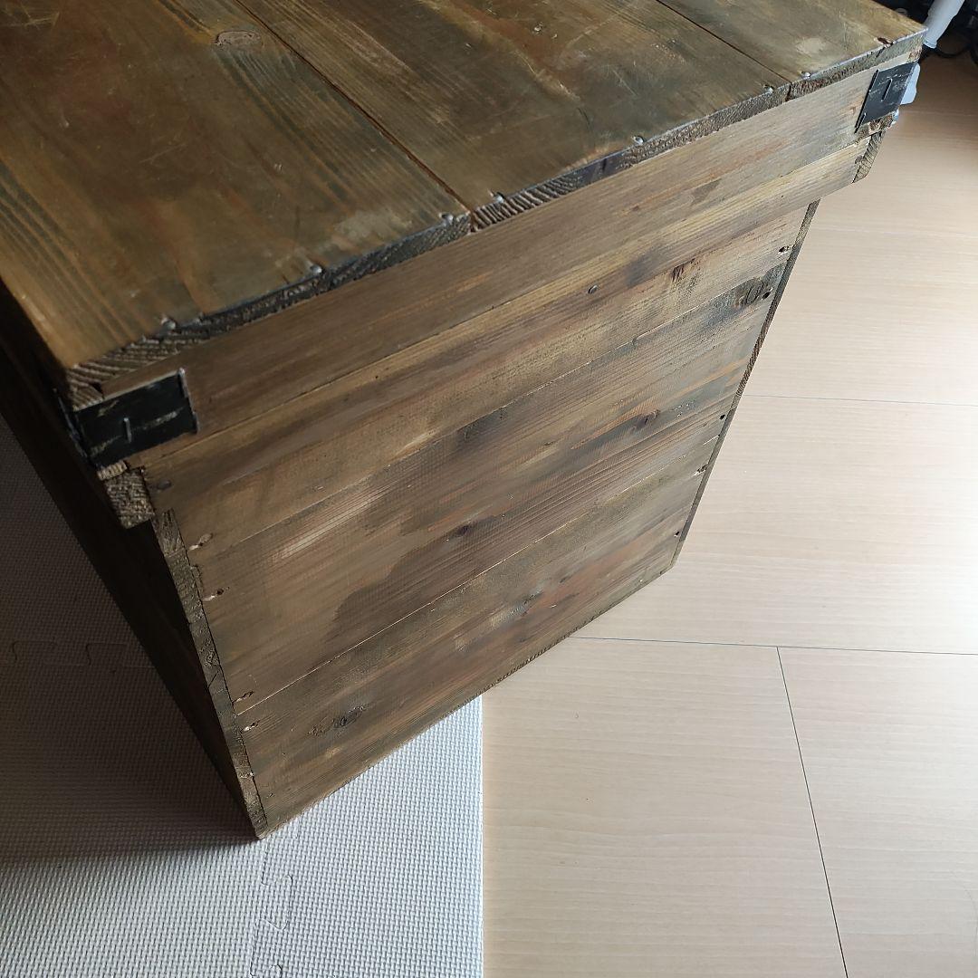 【お値引き不可】大型　木箱　茶箱　道具箱　収納箱　蓋付き