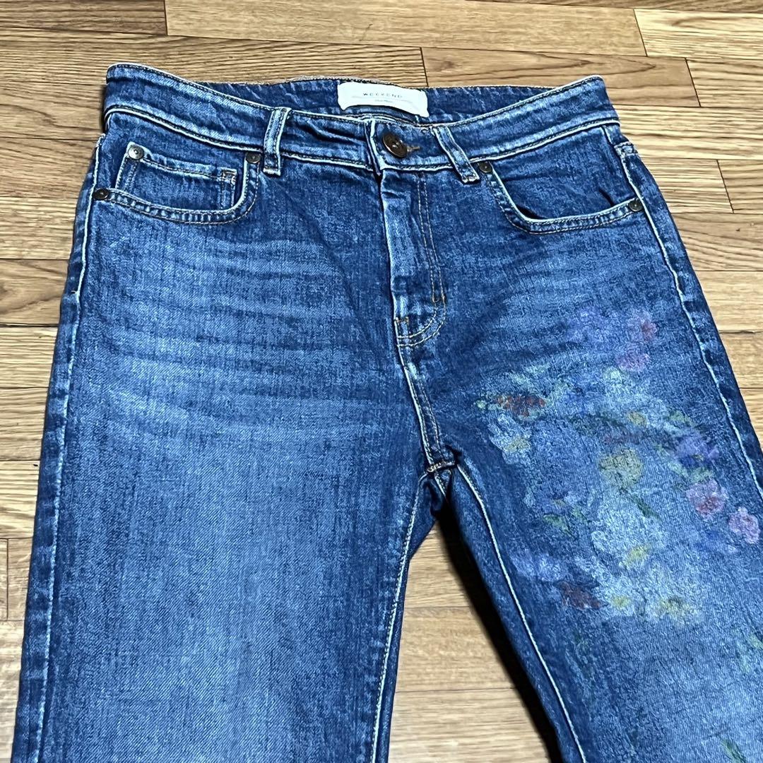 Max Mara WEEKEND 花柄ペイント デニムパンツ　38（M）