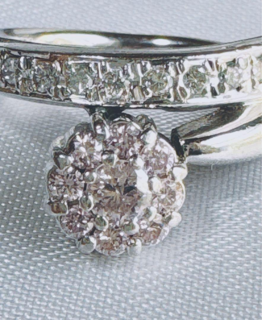 pt900／0.124ct/取巻き0.16ct天然ピンクダイヤモンドリング pt900／0.124ct/取巻き0.16ct天然ピンクダイヤモンドリング