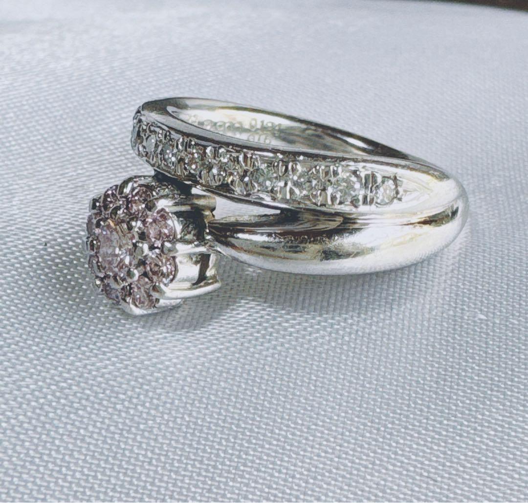 pt900／0.124ct/取巻き0.16ct天然ピンクダイヤモンドリング pt900／0.124ct/取巻き0.16ct天然ピンクダイヤモンドリング