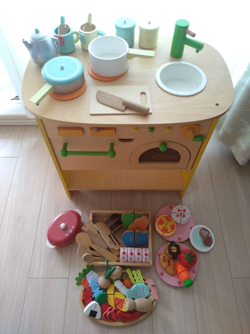 【専用】ままごと遊びエドインター森のアイランドキッチン（木製）おまけ付き