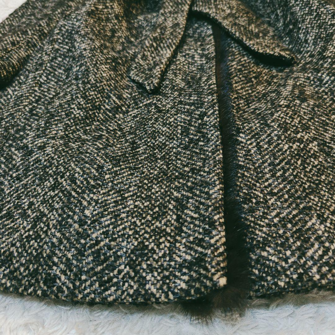 新品同様★MaxMara★贅沢ミンクファー付ツイードコート★