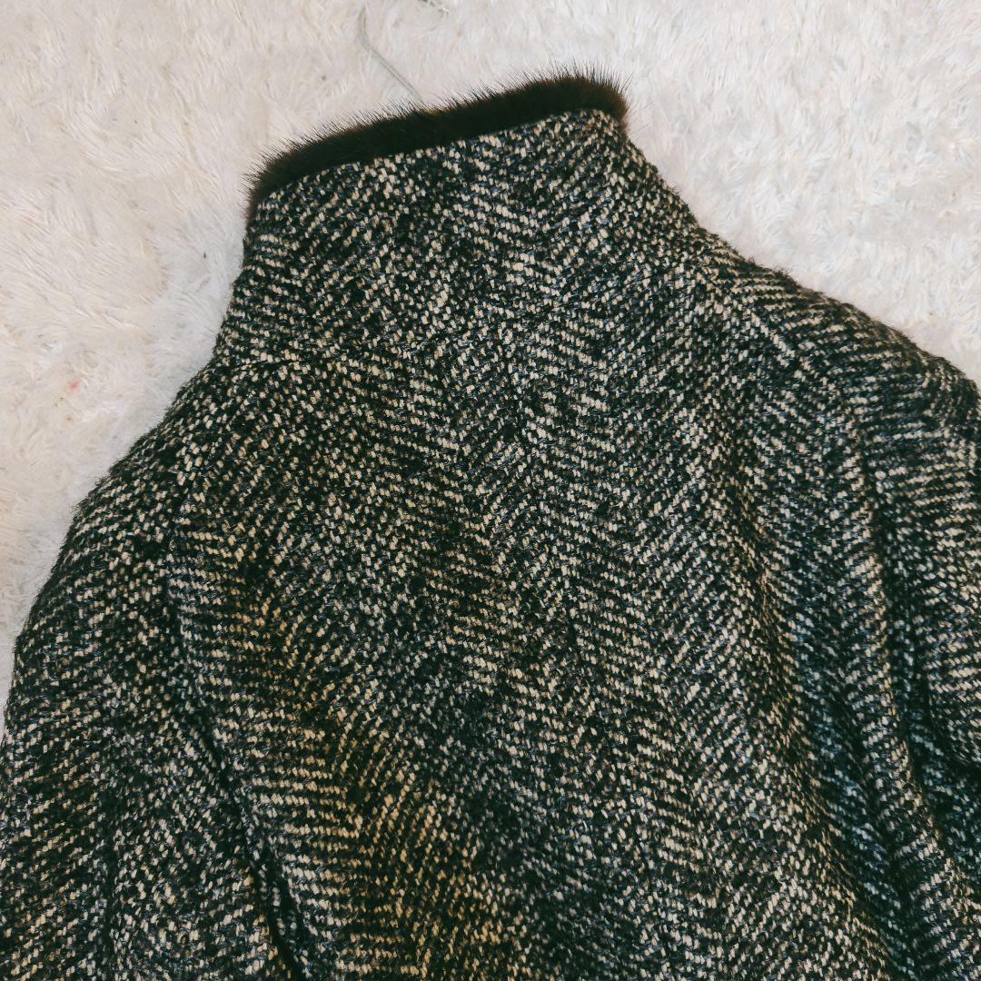 新品同様★MaxMara★贅沢ミンクファー付ツイードコート★