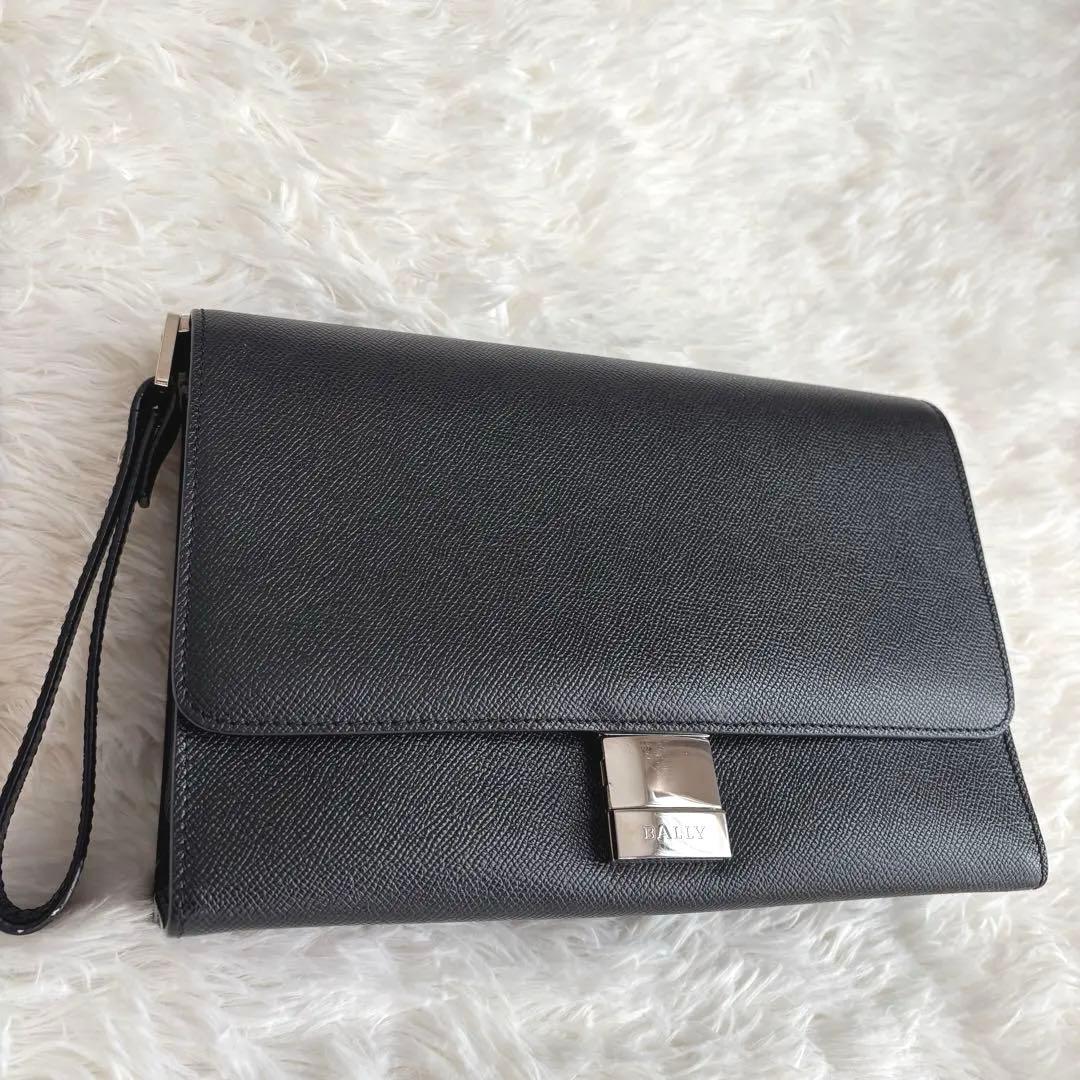 BALLY ブラック レザー クラッチバッグ セカンドバッグ バリーBally