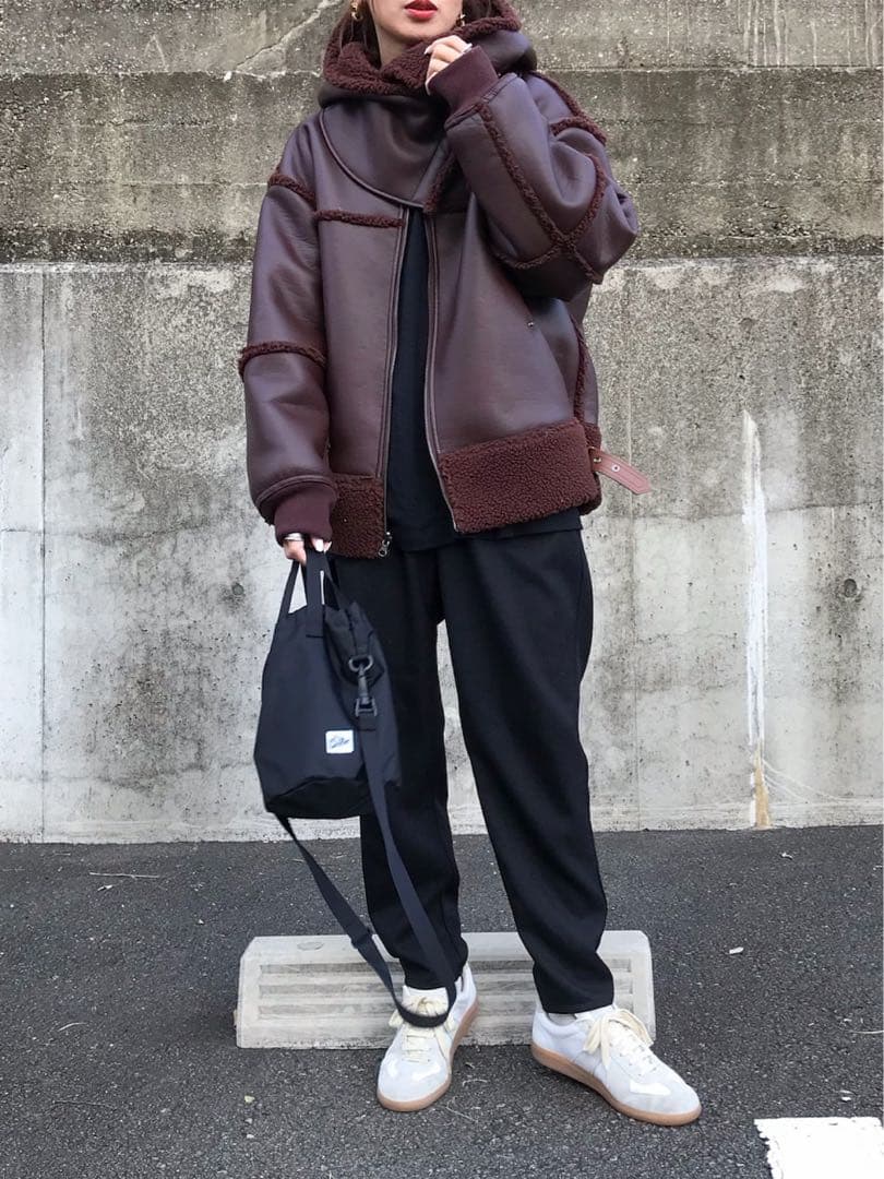 6(ROKU)FAKE LEATHER×BOA ZIP BLOUSONブルゾン