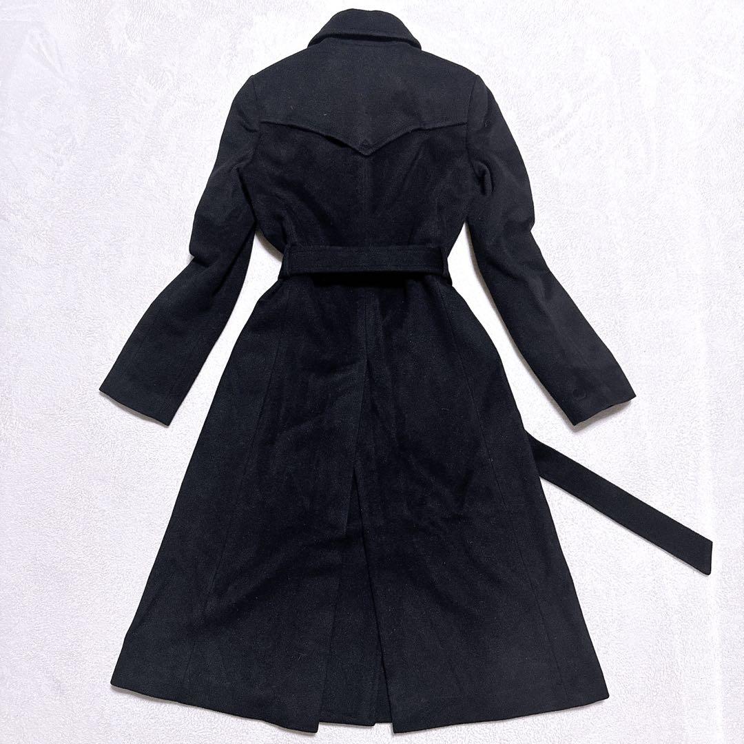 【新品同様】セオリー トレンチコート カシミヤ アンゴラ ロング Aライン 黒