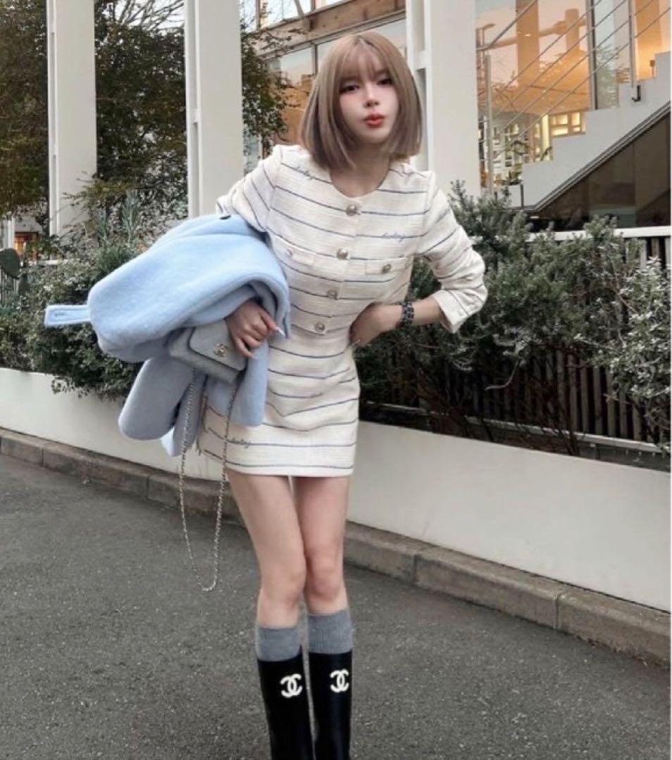 新品未開封　Darich Darling ボーダーツイードジャケット　ホワイト