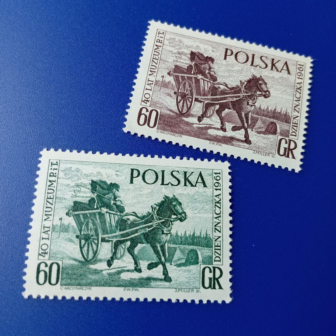 2329 外国切手 ポーランド 馬 シリーズ 未使用 8527 外国切手 ポーランド 1961年 博物館設立40周年 馬車と馬 凹版