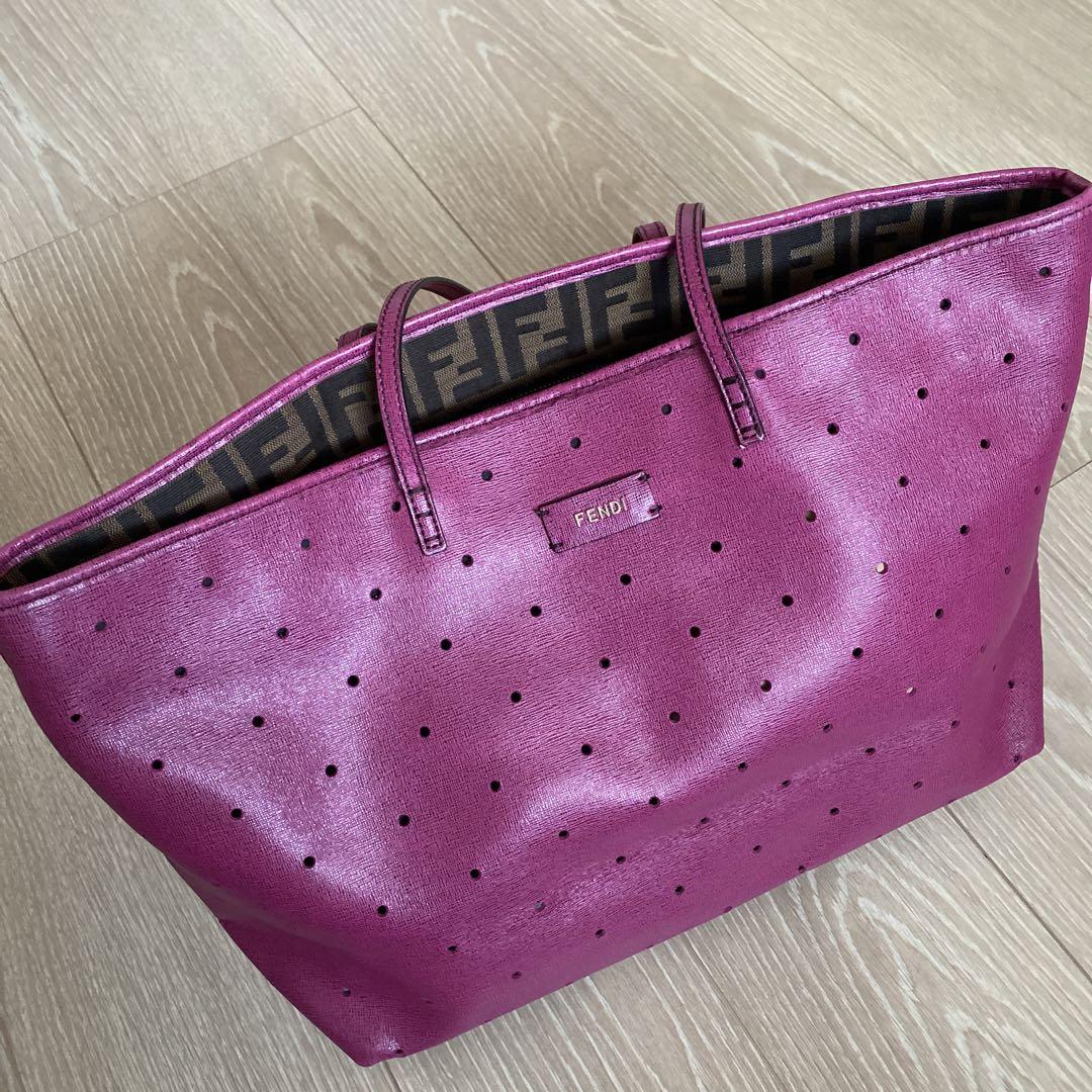 FENDI フェンディトートバッグパンチング ズッカ ポーチ付き ショルダー