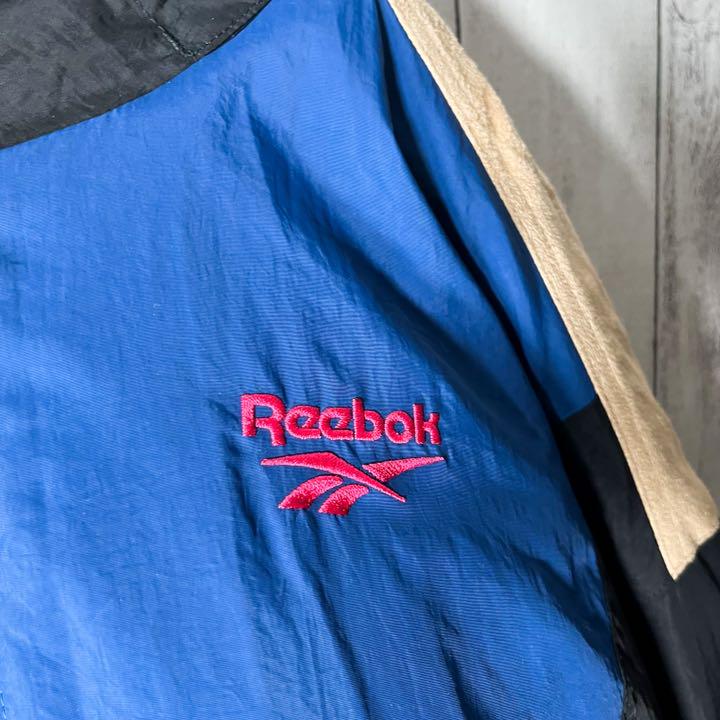 新作入荷新作 美品 L リーボック ベクター 刺繍ロゴ 裏ボア ナイロン アノラック 青 黒 v0hNj-m34246633288 通販超特価