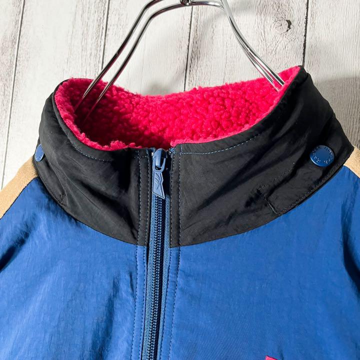 新作入荷新作 美品 L リーボック ベクター 刺繍ロゴ 裏ボア ナイロン アノラック 青 黒 v0hNj-m34246633288 通販超特価