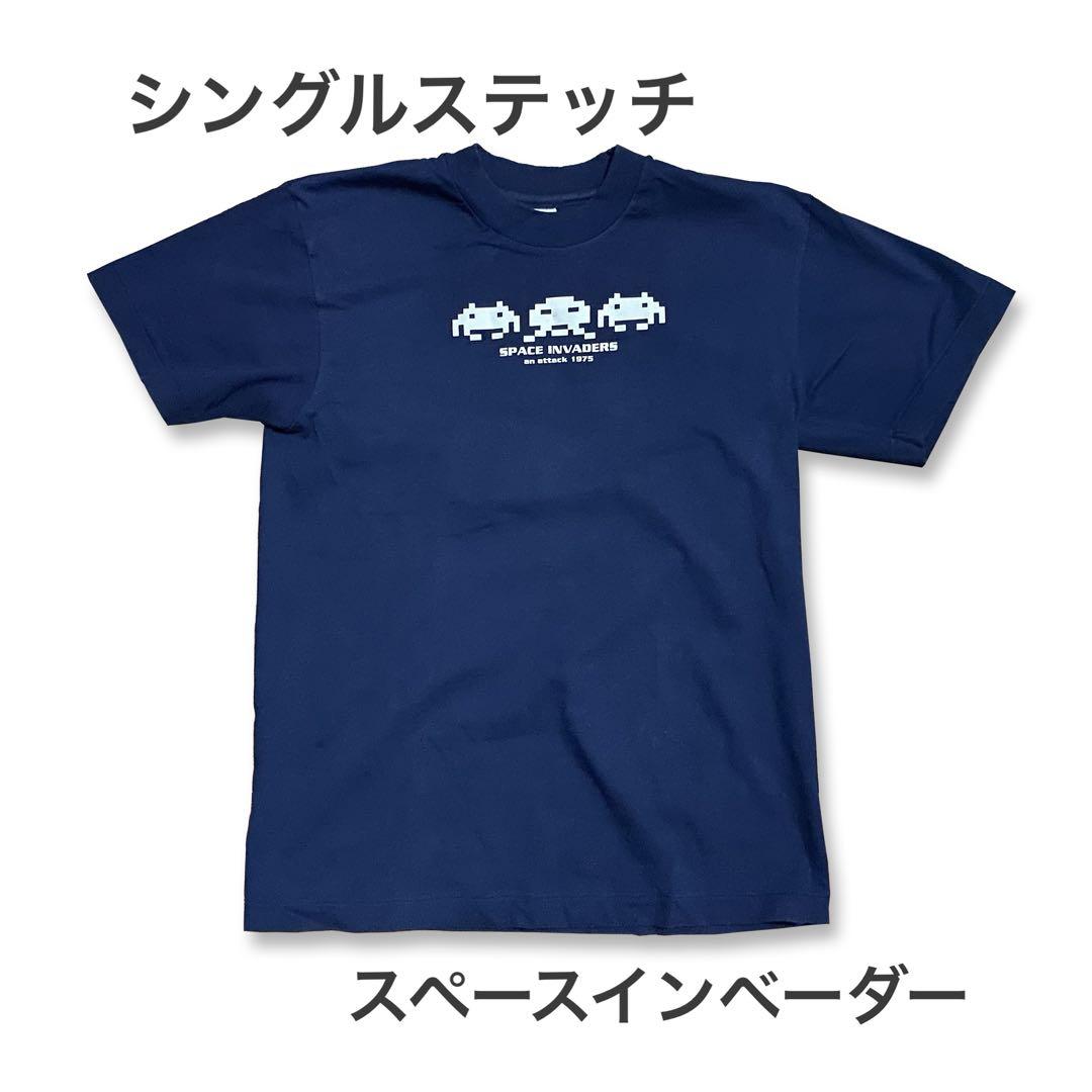 昭和 レトロ スペースインベーダー Tシャツ M ネイビー Hanes USA