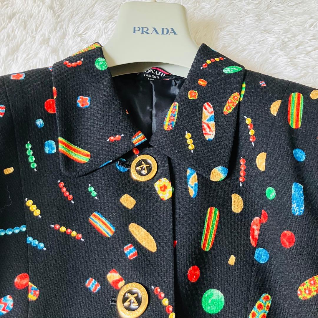 【美品】レオナール セットアップ スーツ トリム 総柄 金ボタン L ウール 【美品】レオナール セットアップ スーツ トリム 総柄 金ボタン L ウール