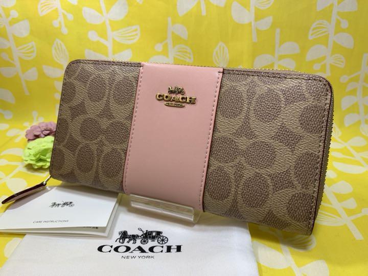 完璧 COACH*コーチ 長財布 ポーチ付き シグネチャー フラップ開閉 ...