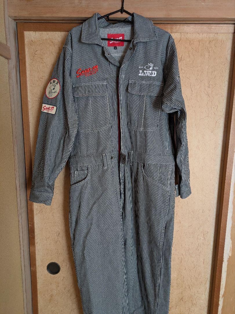 Snap-on ストライプ オーバーオール Lサイズ