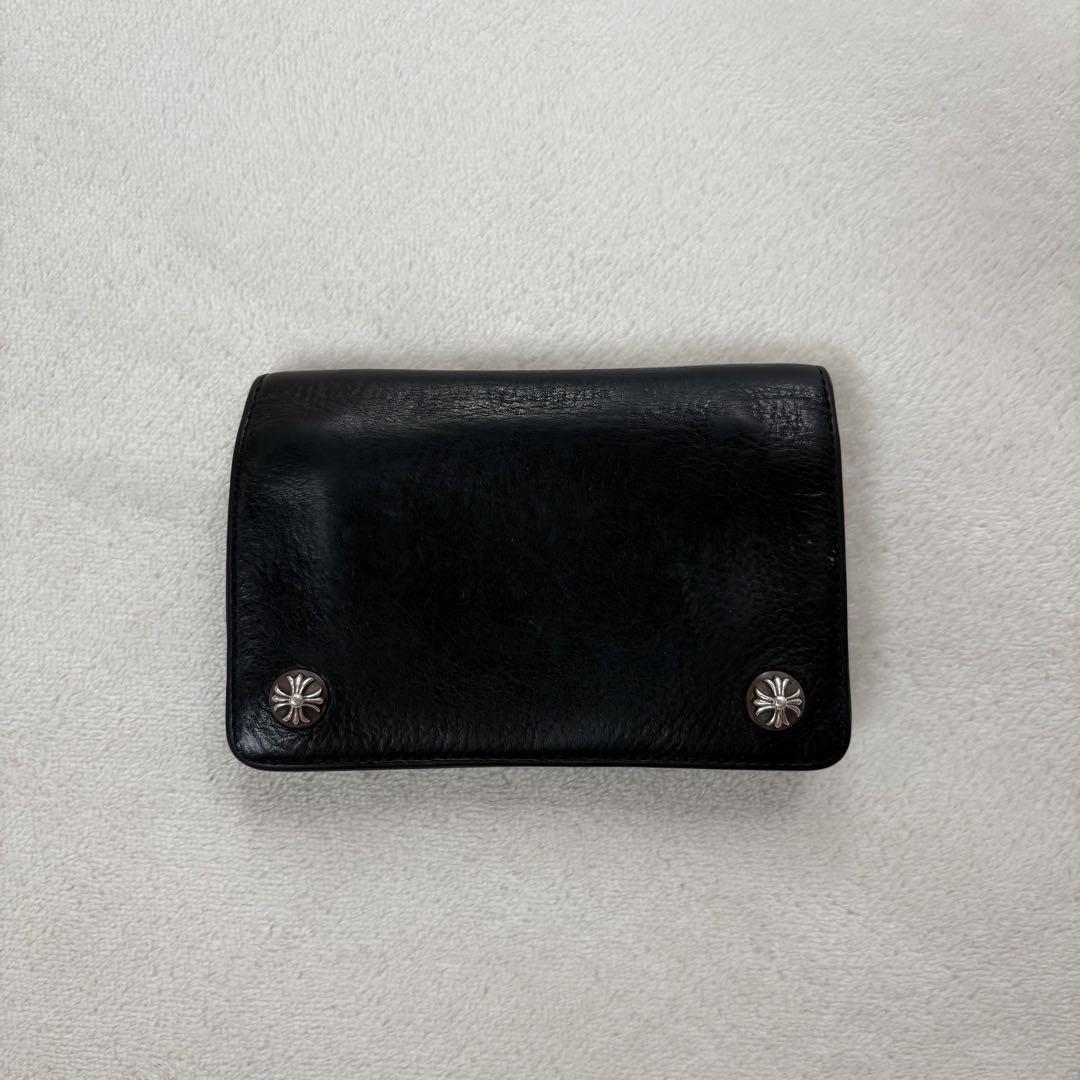 美品・廃盤品　CHROME HEARTS 2zip クロスボタン　二つ折り財布 CHROME HEARTS 2Zip クロスボタン レザー 二つ折り財布 - メルカリ