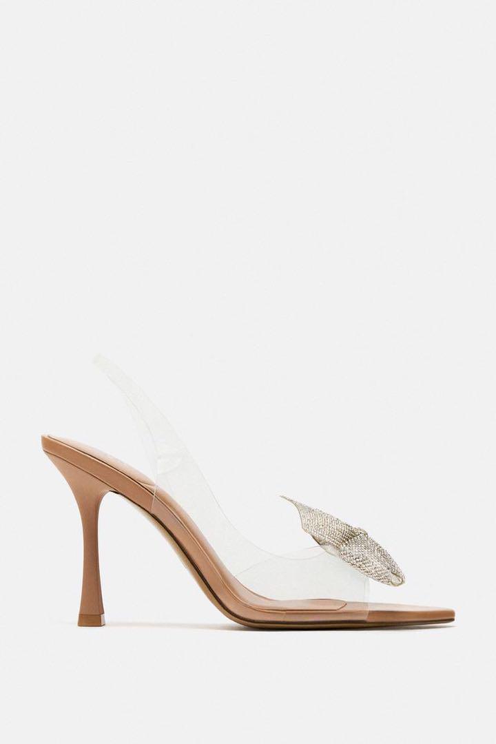 ZARA ビニールミュールサンダル リボン ライトベージュ 36 未