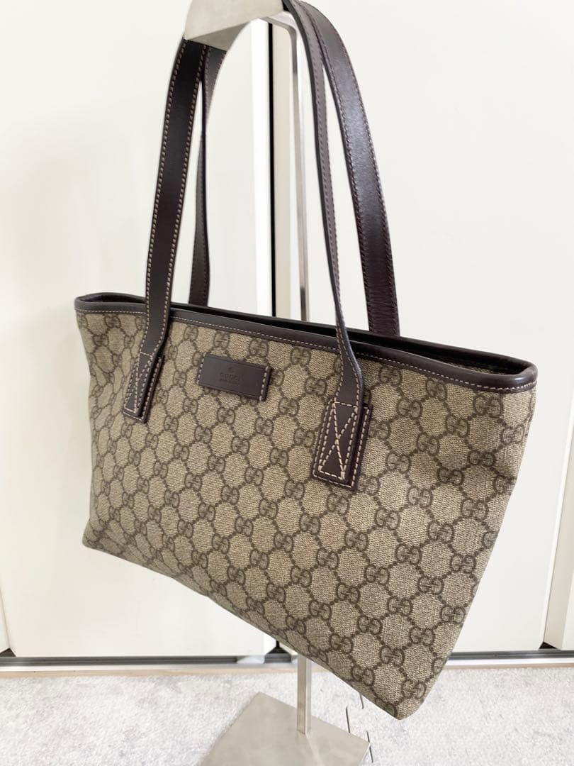 美品✨GUCCI GGスプリーム ハンドバッグ レザー PVC ダークブラウン