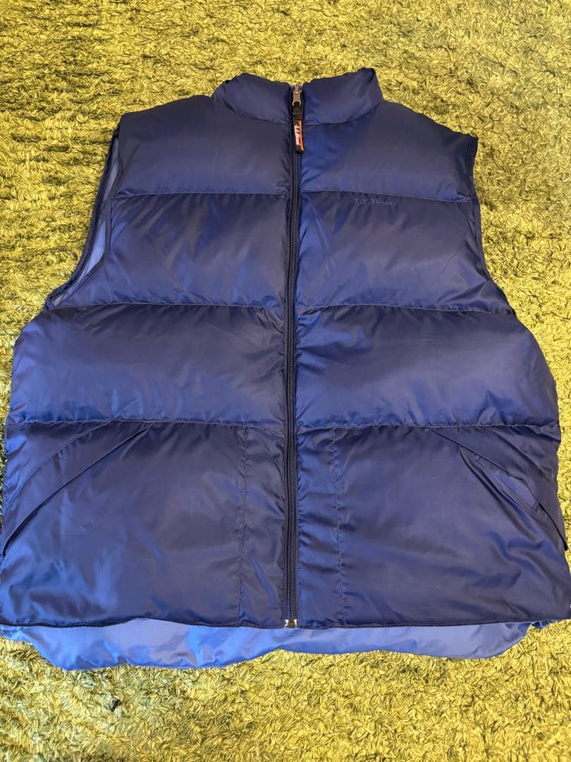 90s L.L BEAN ダウンベスト リバーシブルブルーXL