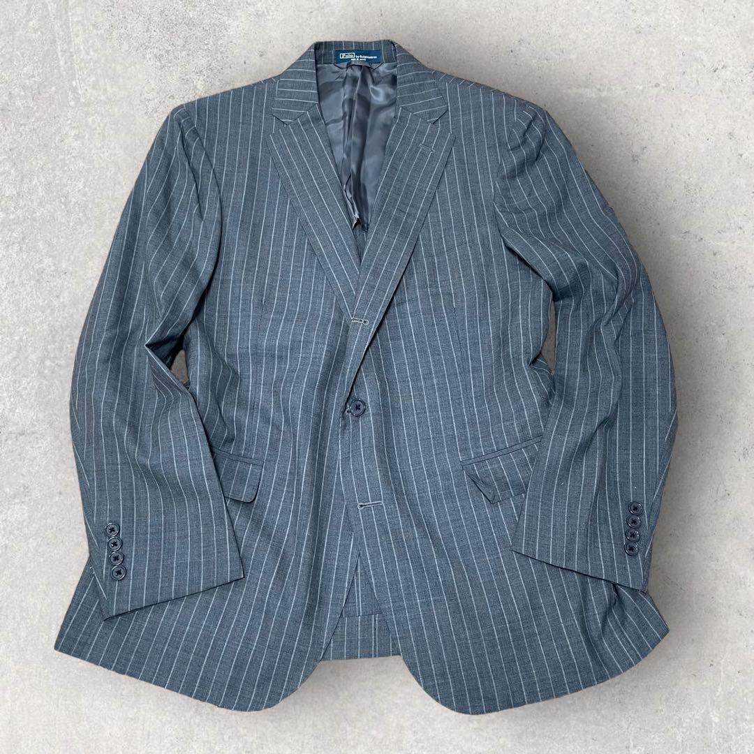 美品 Ralph Lauren 背抜き ストライプ セットアップ スーツ グレー