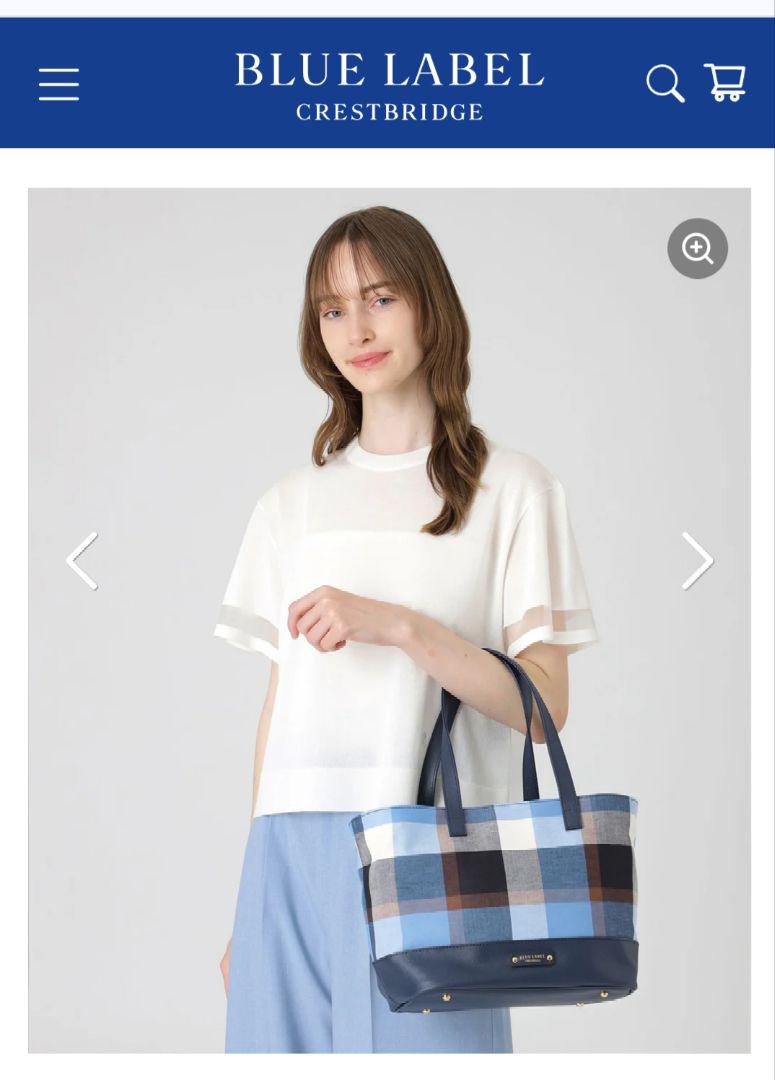 クレストブリッジチェックコットンリネントート（バッグ）｜BLUE