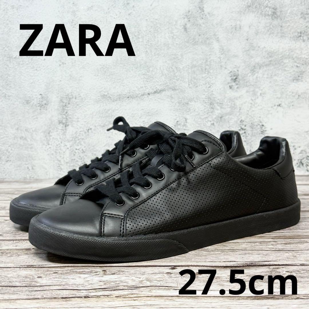 送料無料 店舗 ブラック レザー スニーカー ザラ ZARA 27.5cm メルカリ - 42 メンズ 靴