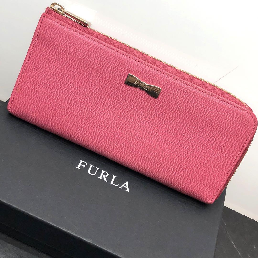 FURLA ピンク 長財布 ファスナー式