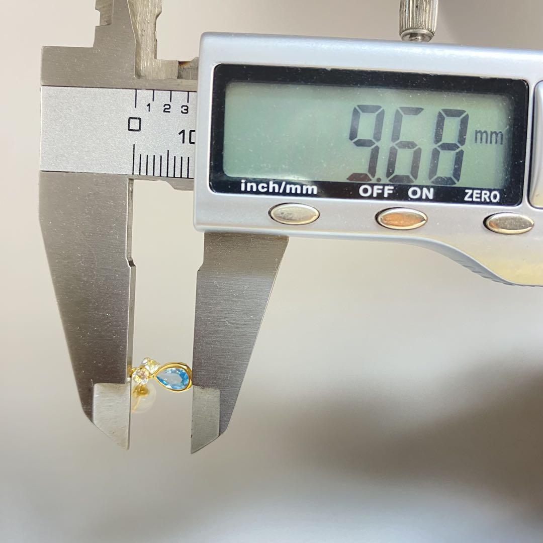 安心国内製造✨アクアマリン✨ホワイトトパーズ✨k18刻印あり✨18金両耳ピアス✨