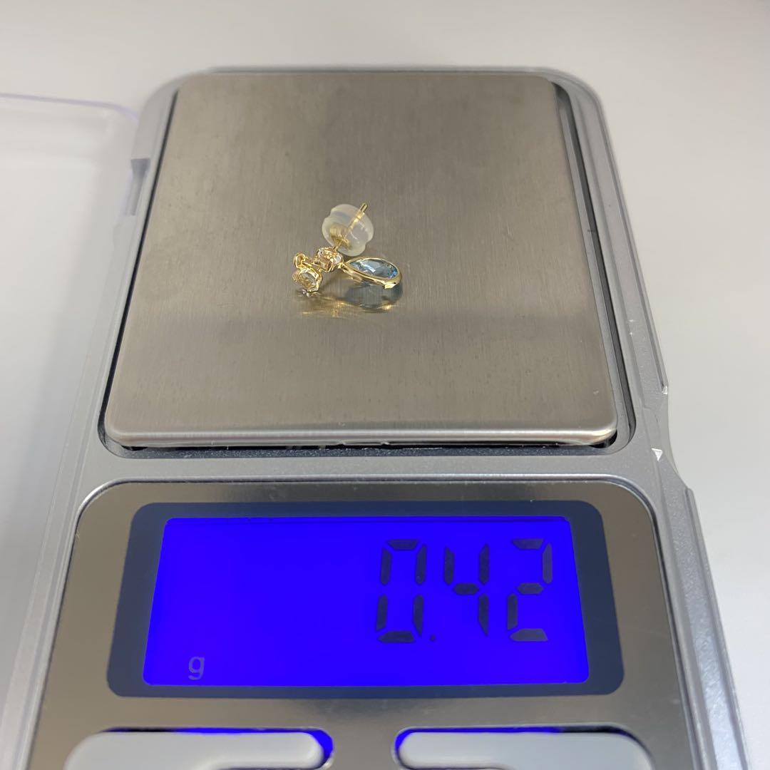 安心国内製造✨アクアマリン✨ホワイトトパーズ✨k18刻印あり✨18金両耳ピアス✨