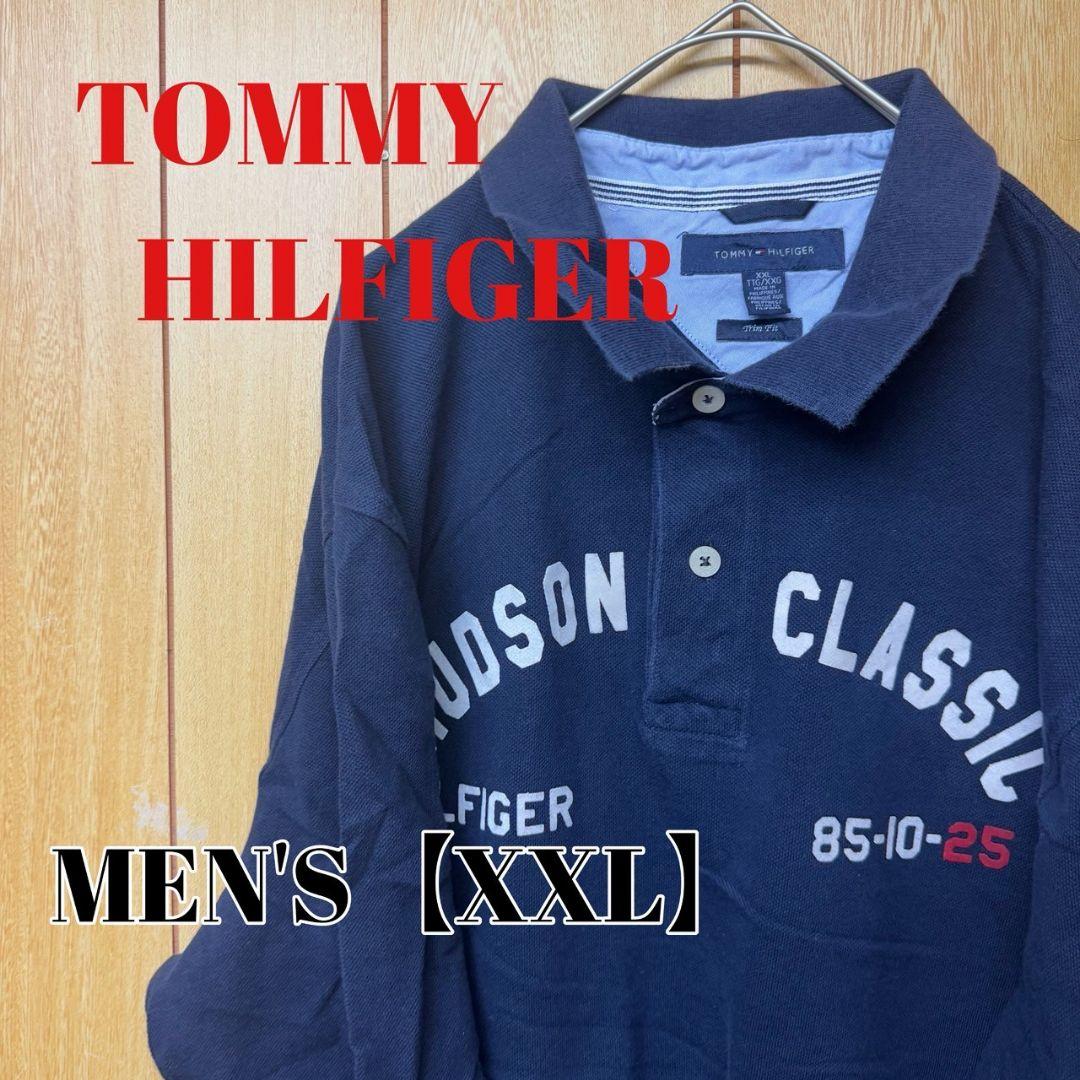 TS188【US輸入】TOMMY HILFIGER　ポロシャツ【2XL】ネイビー