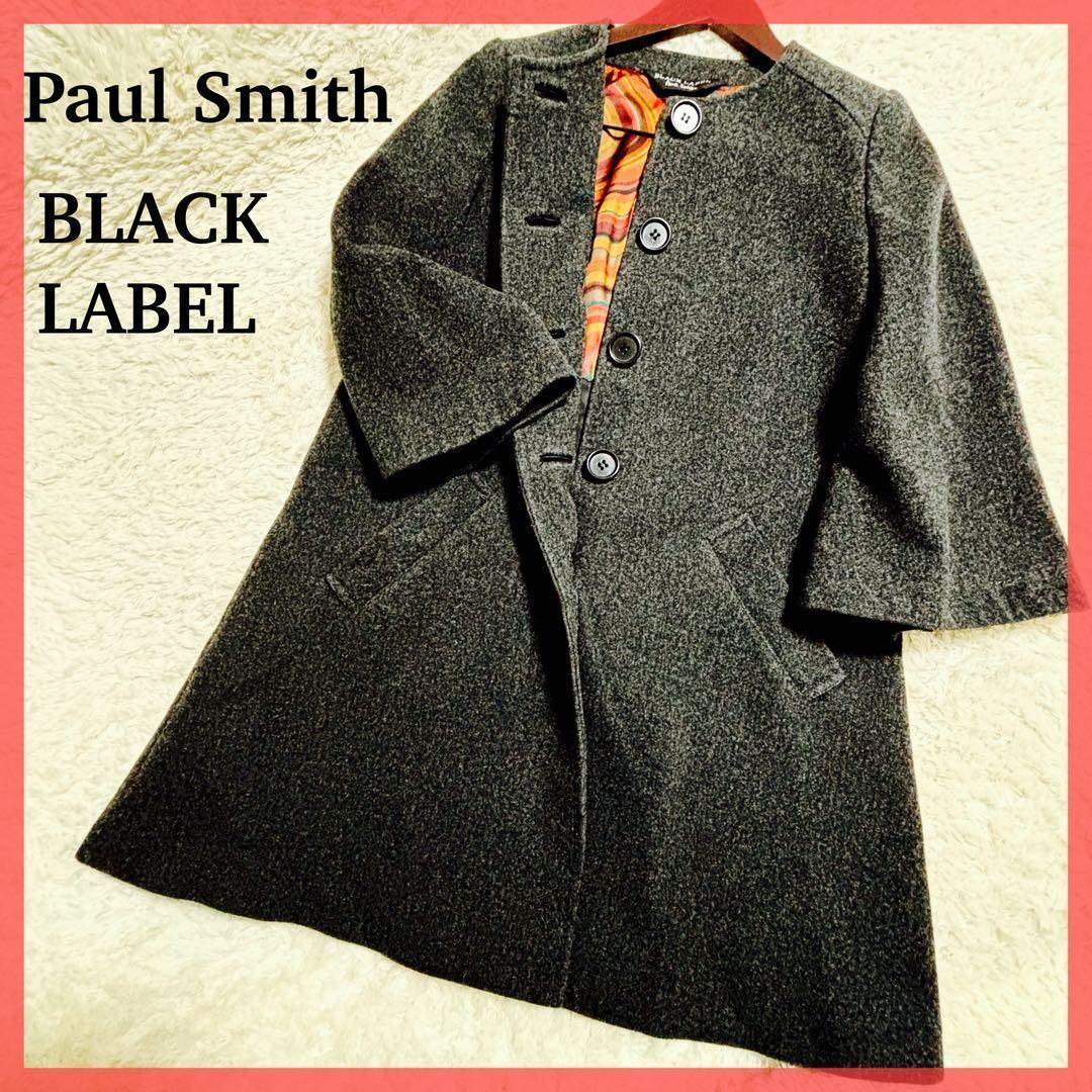 上質 ポールスミス ノー コート ウール 裏柄 ダークグレー LL・Paul Smith