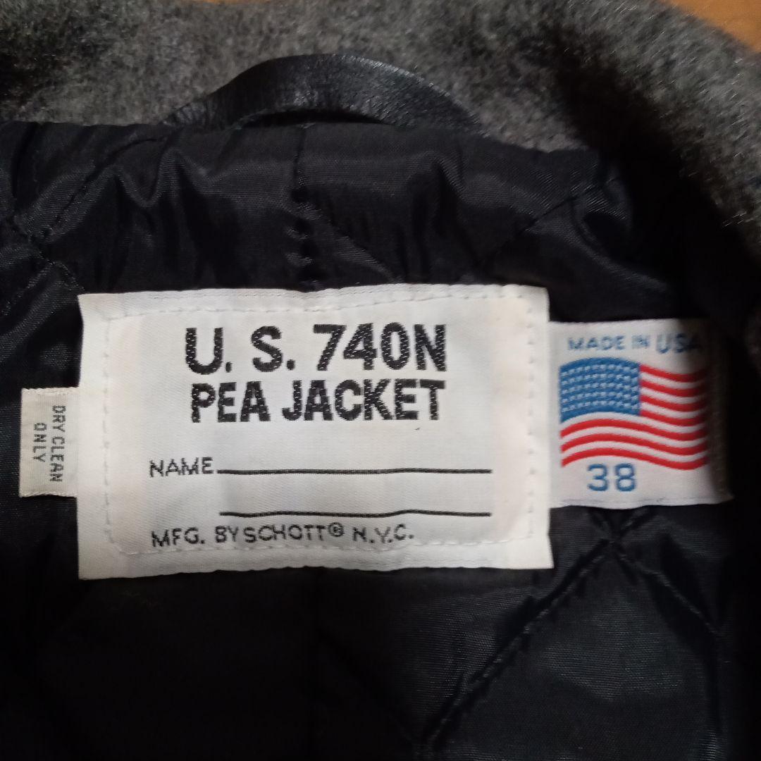 ショット　SCHOTT　ピーコート　USA製　サイズ38　グレー　美品！