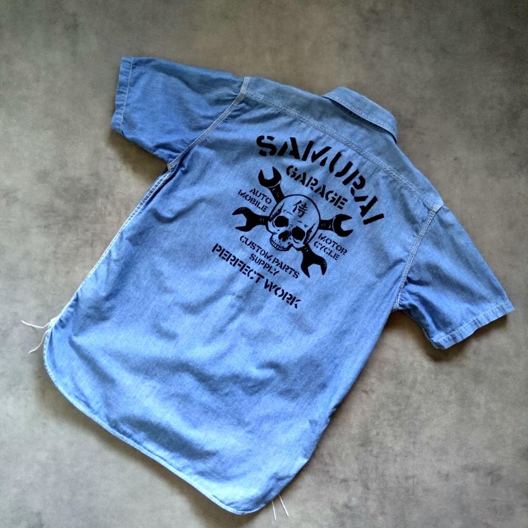 サムライ倶楽部 サムライジーンズ ガチャポケ スカル チンスト デニムシャツ