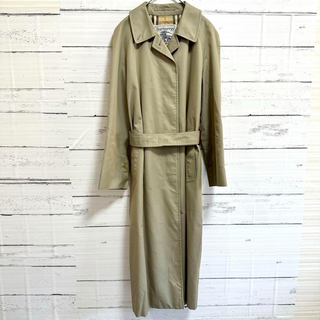 美品】バーバリーズトレンチコートベージュノバチェックベルトS