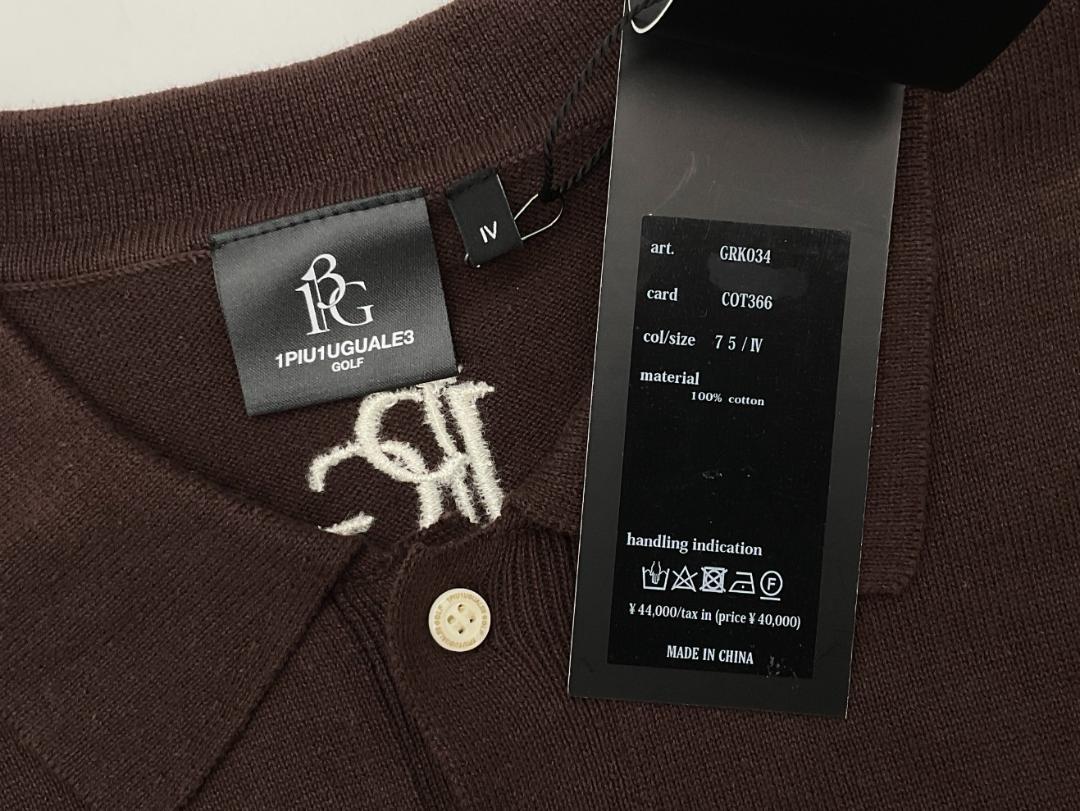 【未使用】1PIU1UGUALE3 GOLF L/S POLO 折り鶴ロゴ刺繍4 未使用】1PIU1UGUALE3 GOLF L/S POLO 折り鶴ロゴ刺繍4
