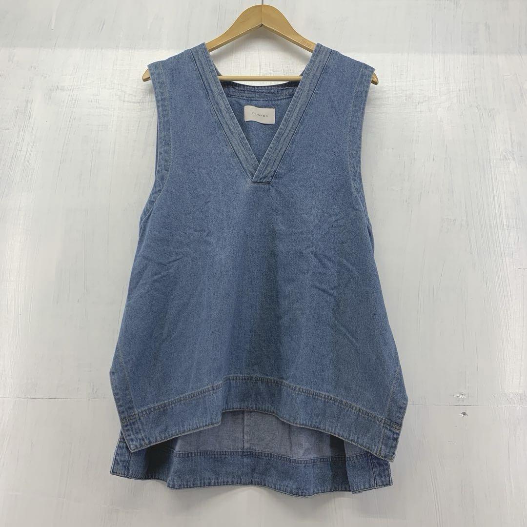 通販 送料無料  72▢CHIGNON タックデニムベストPO TS0519-10 - メルカリ ベスト+ジレ