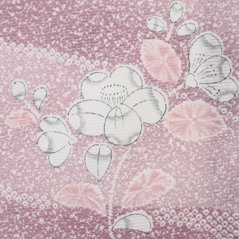 洗える夏着物 小紋＊絽 長尺 たたき染め調 辻が花模様 ピンク