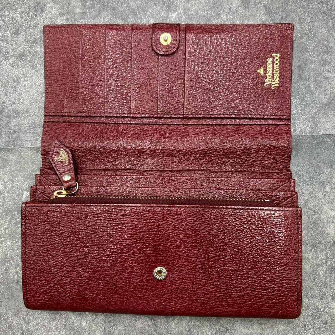 【完売品】ヴィヴィアンウエストウッド 長財布 エンボス オーブ ボルドー 極美品】ヴィヴィアンウエストウッド レザー 長財布 オーブ