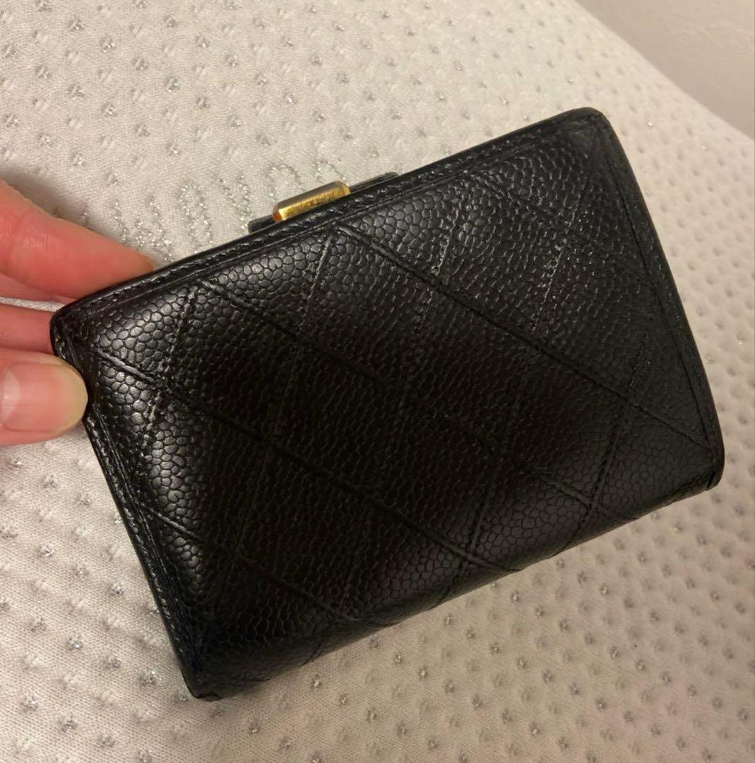 CHANEL ブラックレザー 二つ折り財布