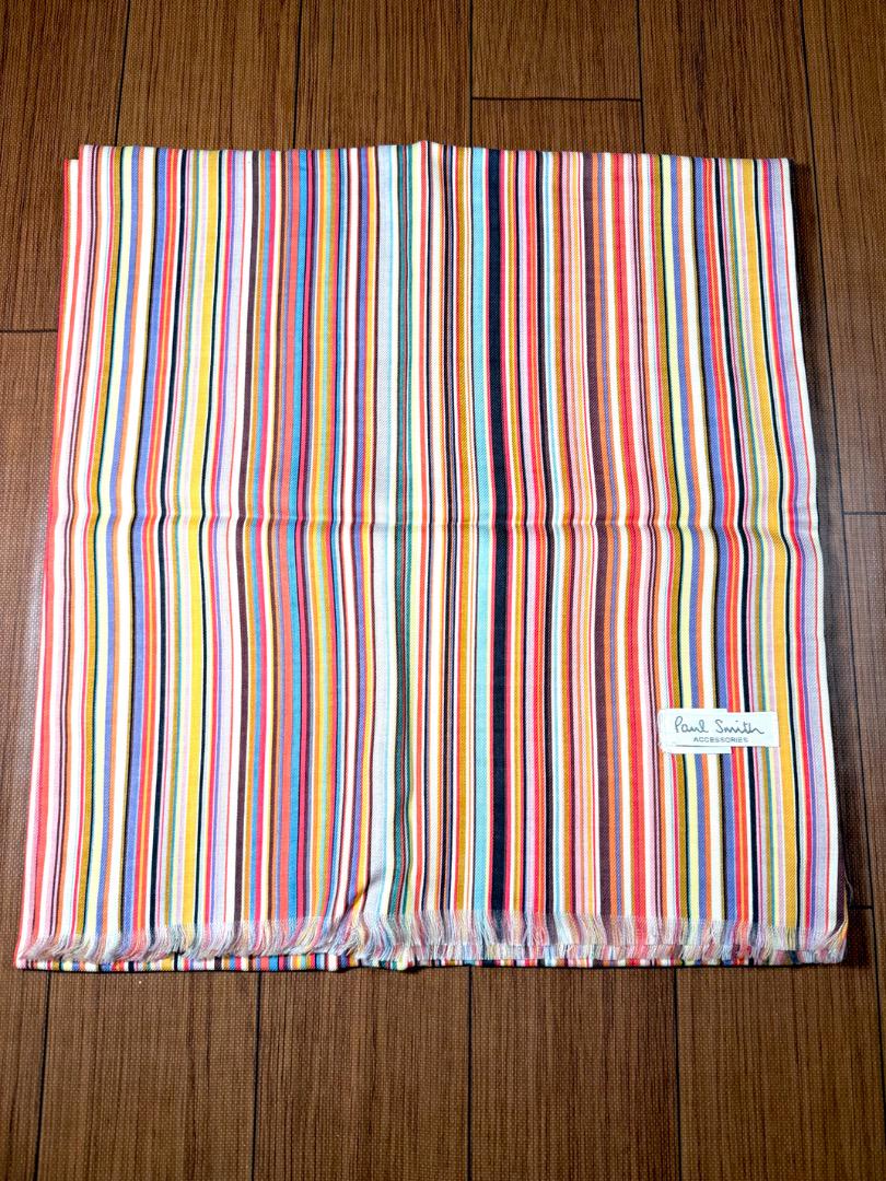 【美品】Paul Smith レインボーマフラーストール 手袋 ストライプ