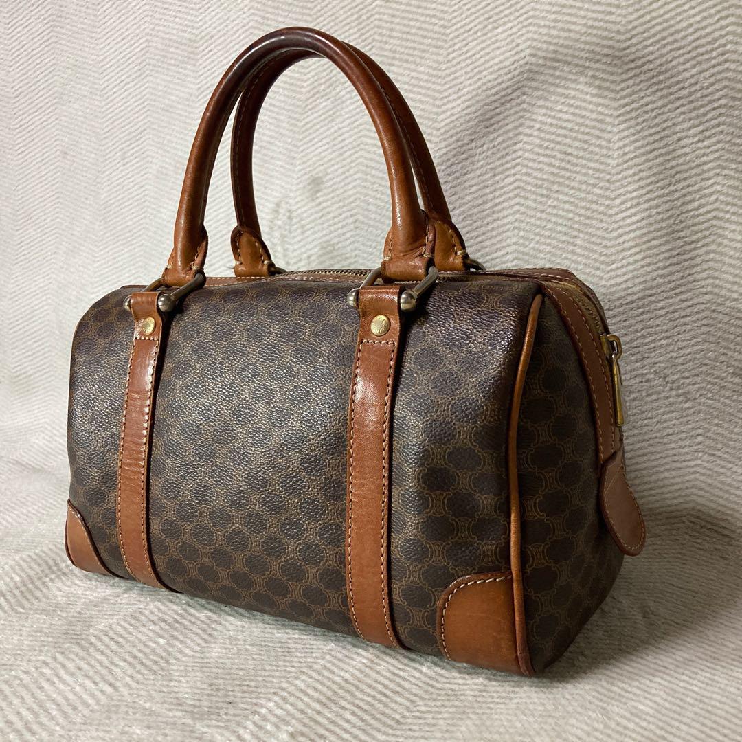 CELINE ボストンバッグ レザー PVC マカダム トリオンフ